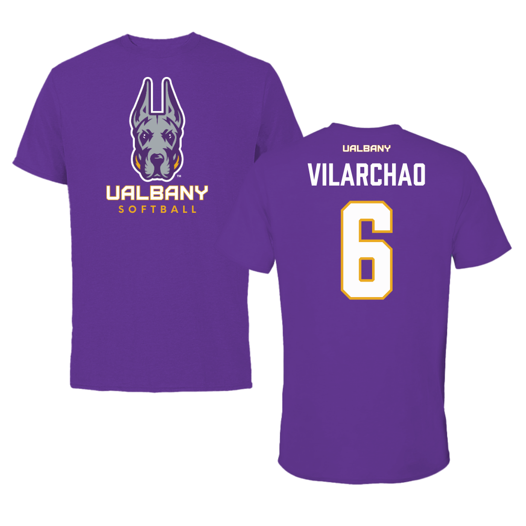 University at Albany Softball Purple Tee  - #6 Victoria Vilarchao