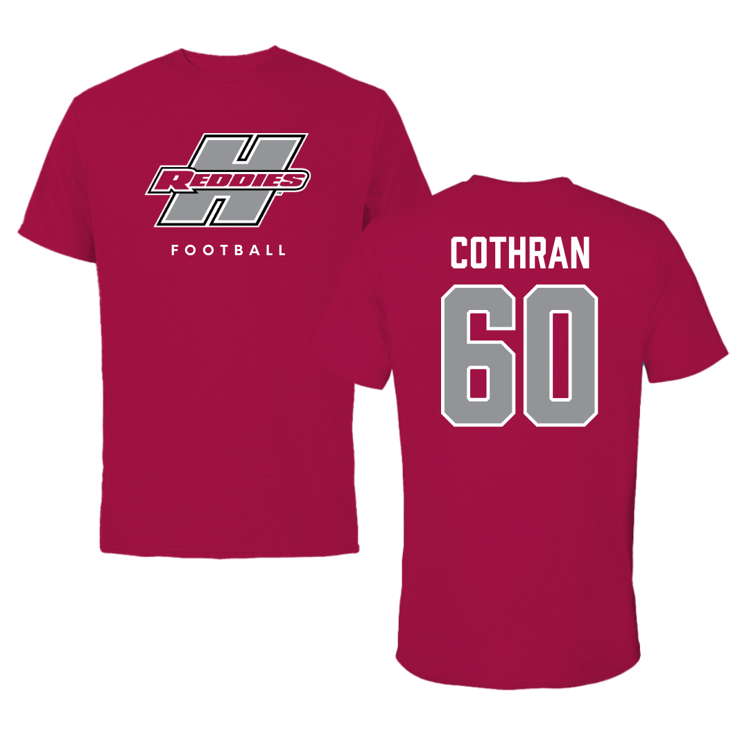 Henderson State University Football Cardinal Tee  - #60 Isaac Cothran