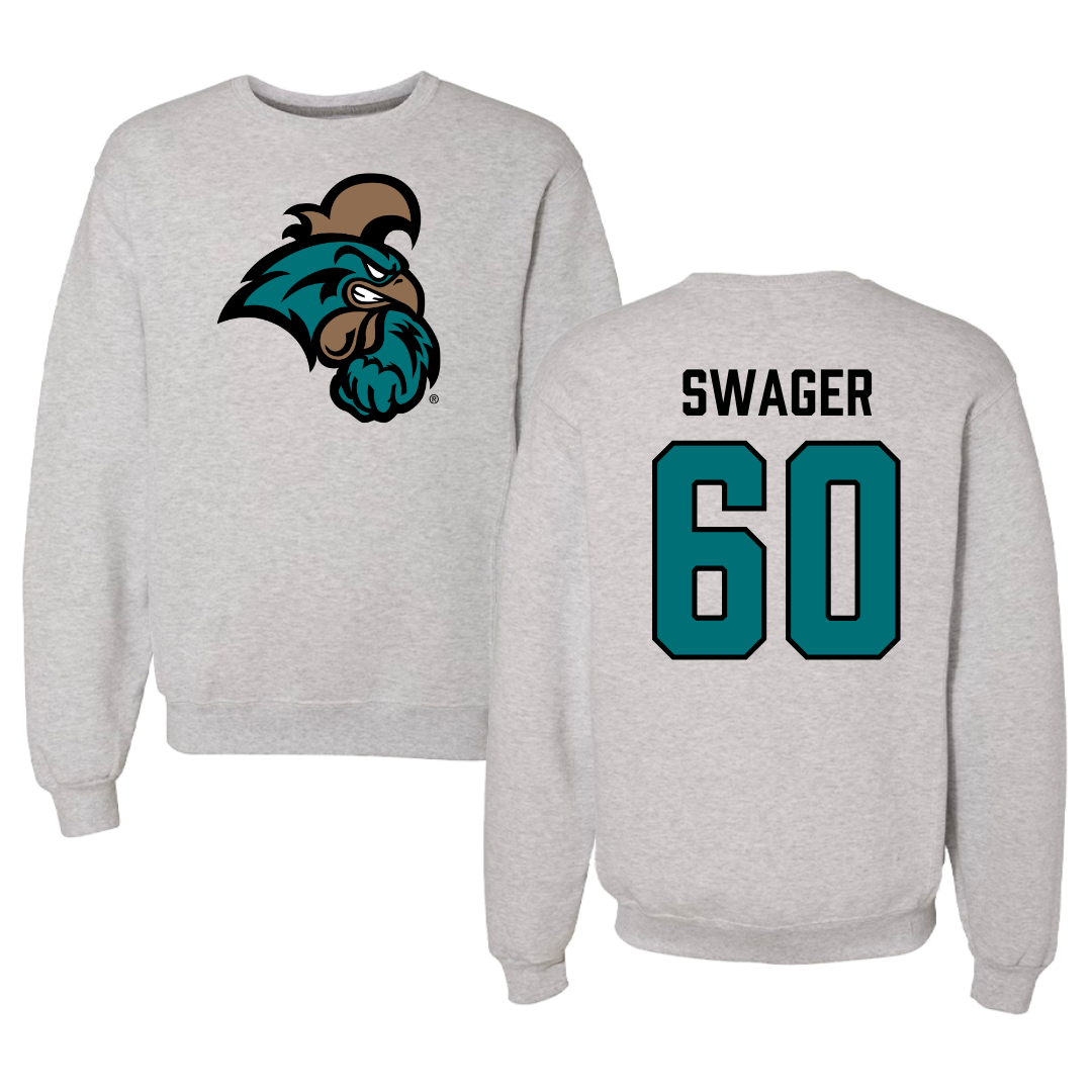 Coastal Carolina University Football Gray Crewneck  - #60 Mike Swager
