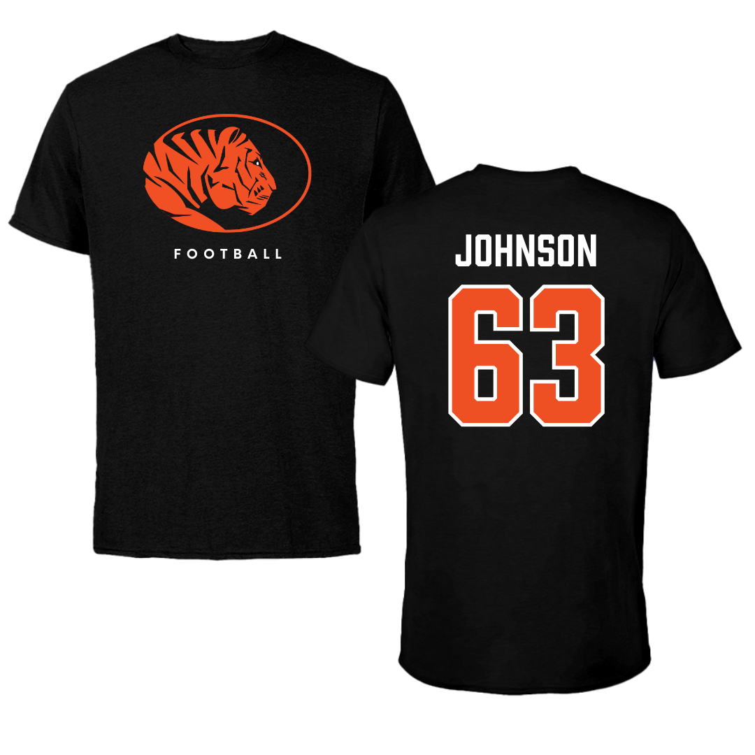 East Central University Football Black Tee  - #63 Tyson Johnson