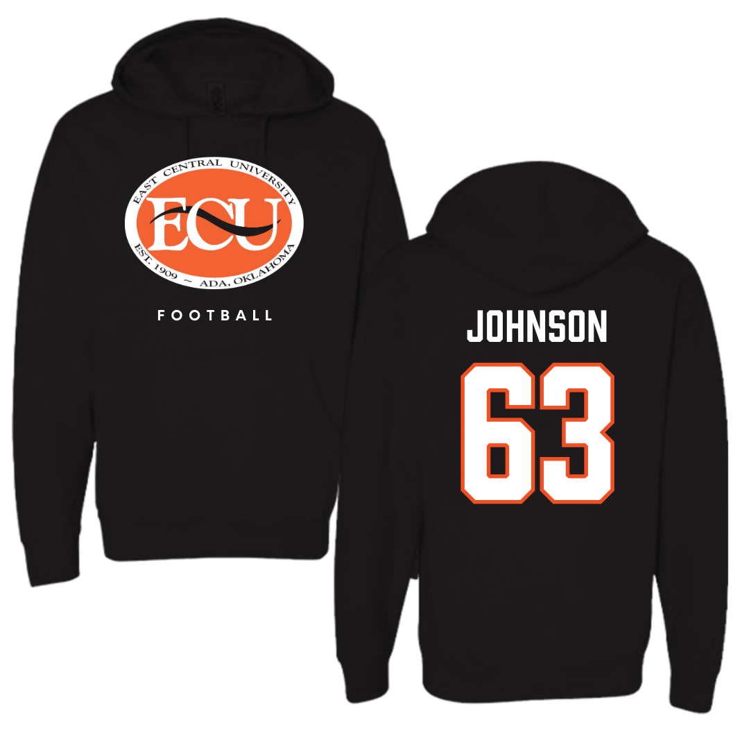 East Central University Football Black Hoodie  - #63 Tyson Johnson