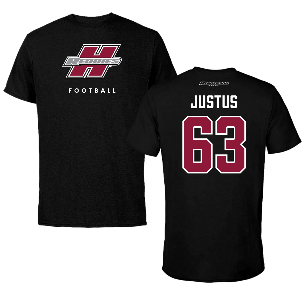 Henderson State University Football Black Tee  - #63 Conner Justus