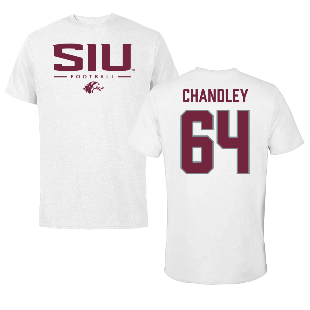 Southern Illinois University at Carbondale Football White Tee  - #64 Ryan Chandley
