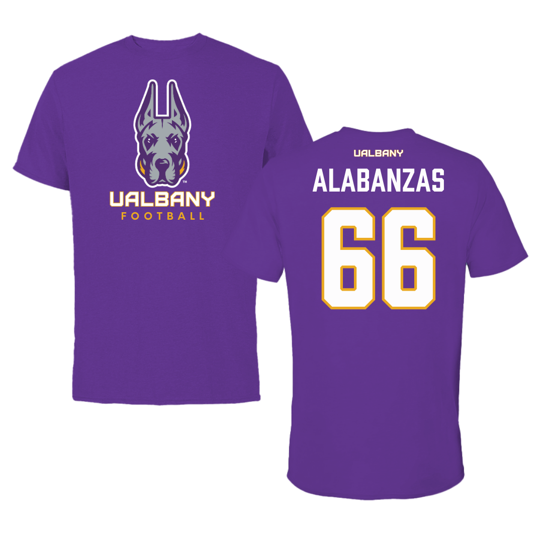 University at Albany Football Purple Tee  - #66 Christopher Alabanzas