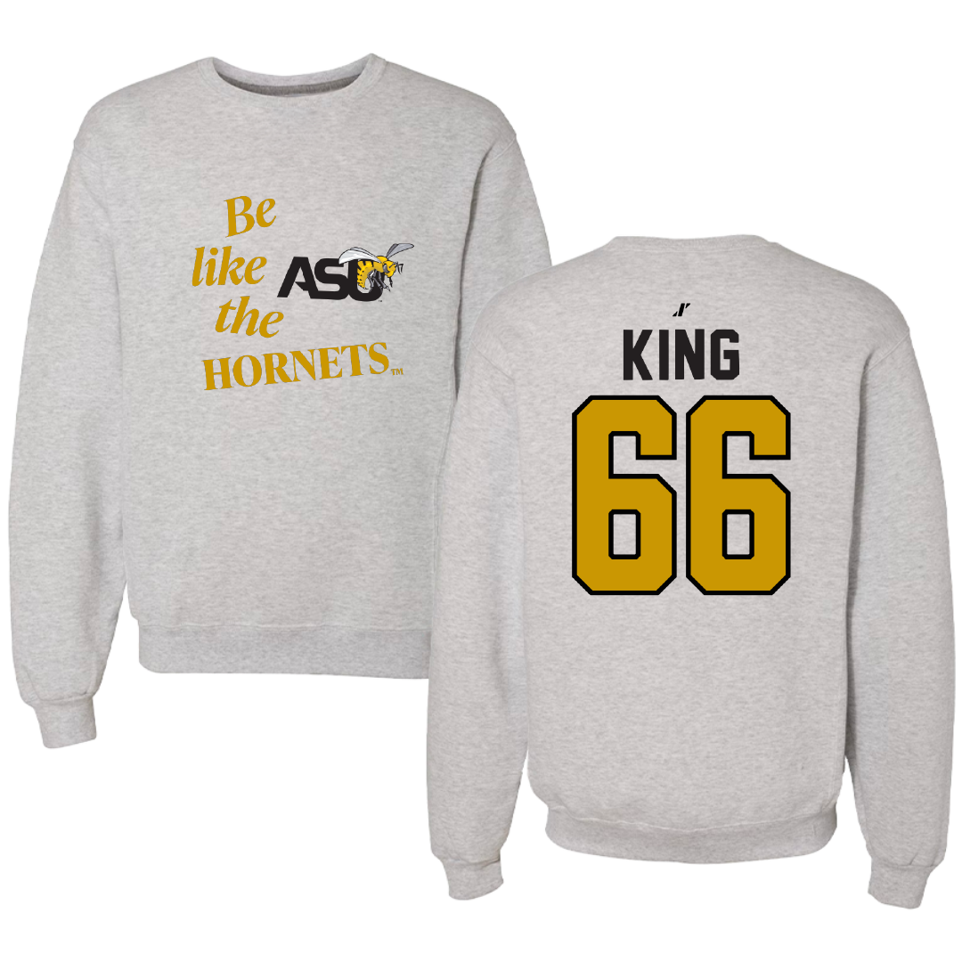 Alabama State University Football Light Gray Be Like Us Crewneck - #66 Darrius King