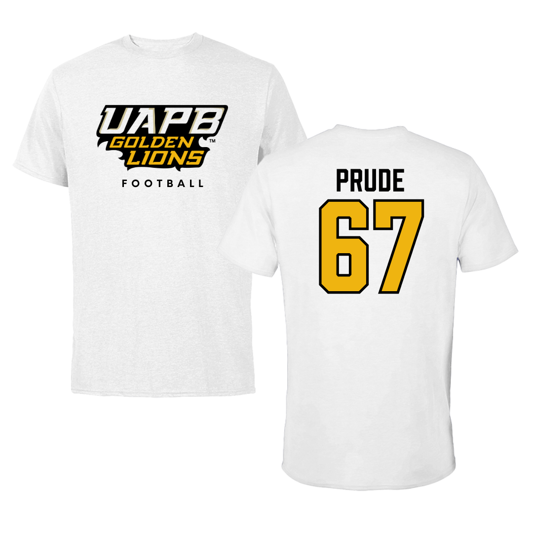 University of Arkansas-Pine Bluff Football White Tee  - #67 Marcus Prude