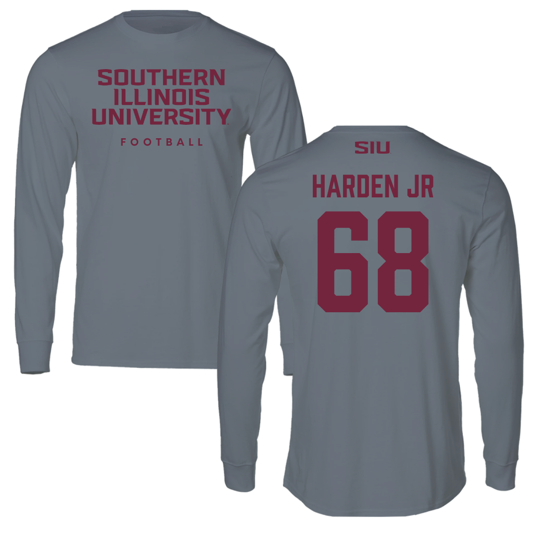 Southern Illinois University at Carbondale Football Gray Long Sleeve  - #68 Derek Harden Jr