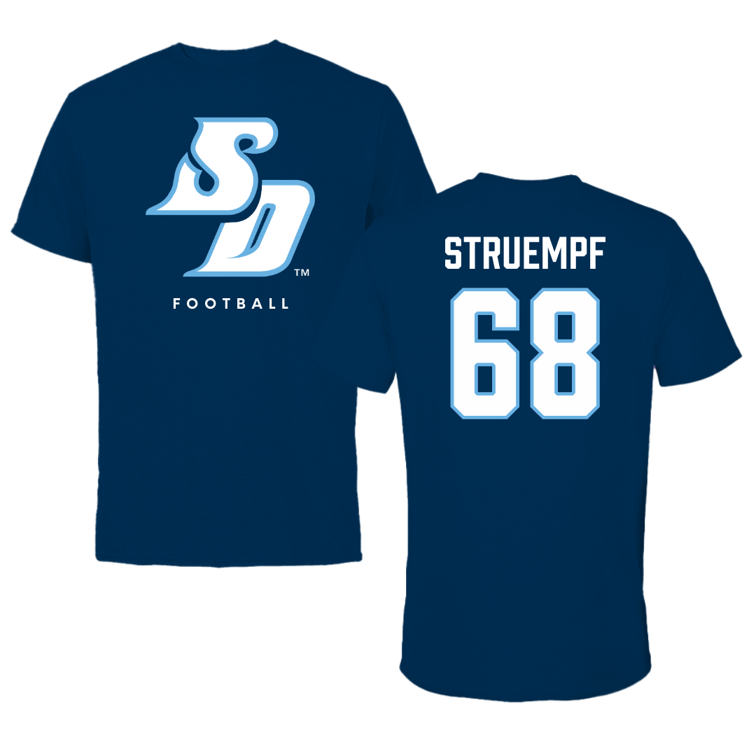 University of San Diego Football Navy Tee  - #68 Nick Struempf