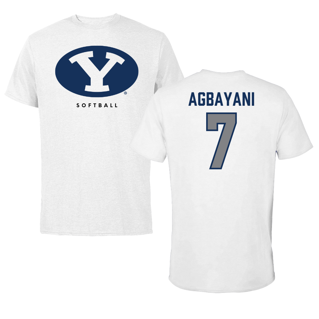 Brigham Young University Softball White Tee  - #7 Aleia Agbayani