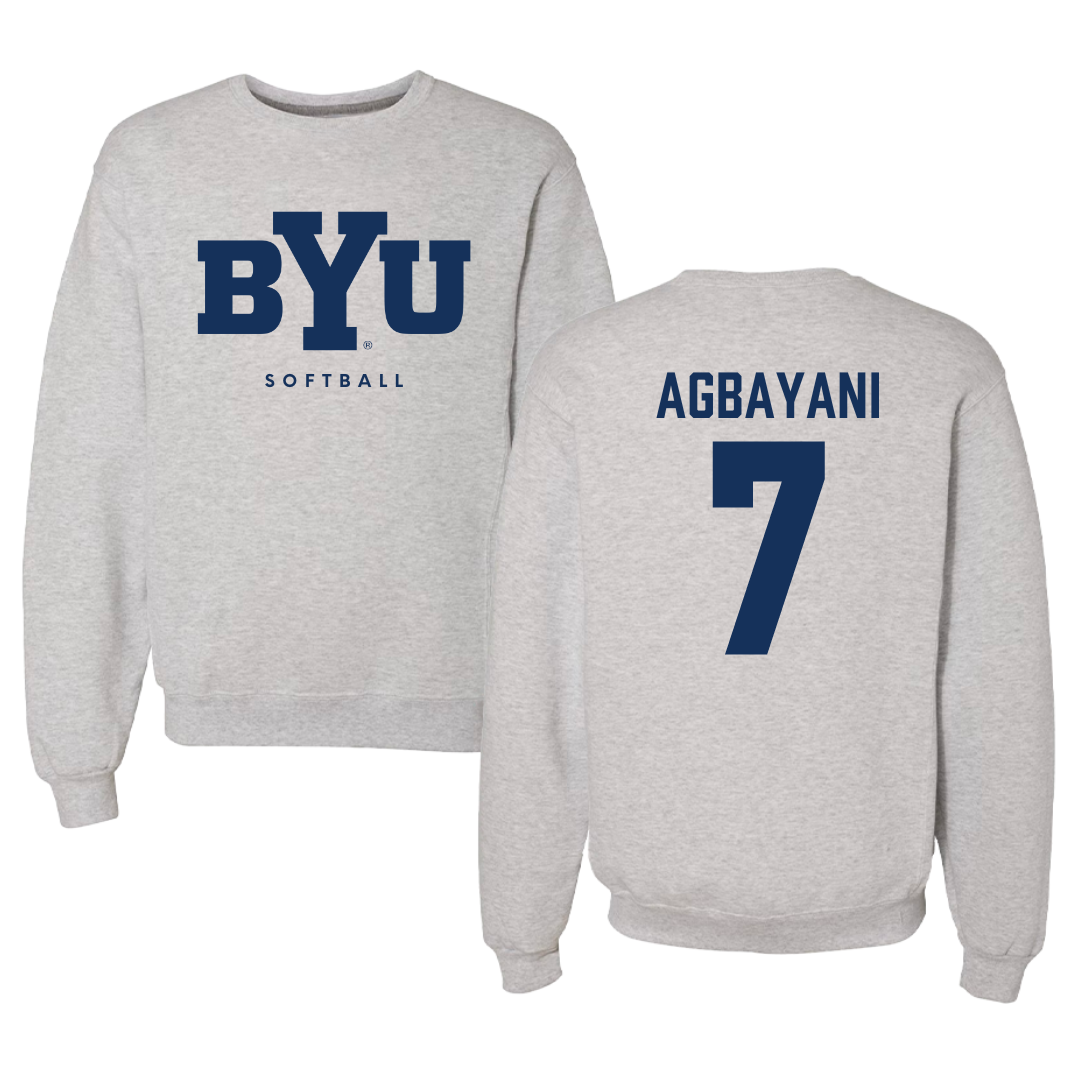 Brigham Young University Softball Gray Crewneck  - #7 Aleia Agbayani