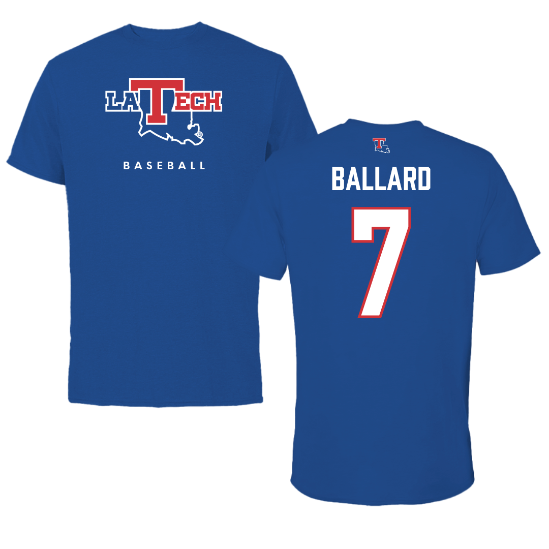 Louisiana Tech University Baseball True Royal Tee  - #7 Mike Ballard