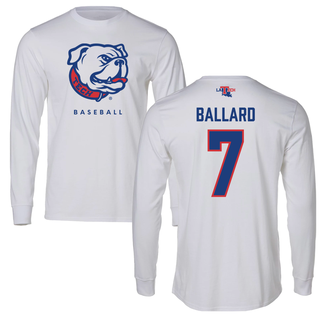 Louisiana Tech University Baseball White Long Sleeve  - #7 Mike Ballard