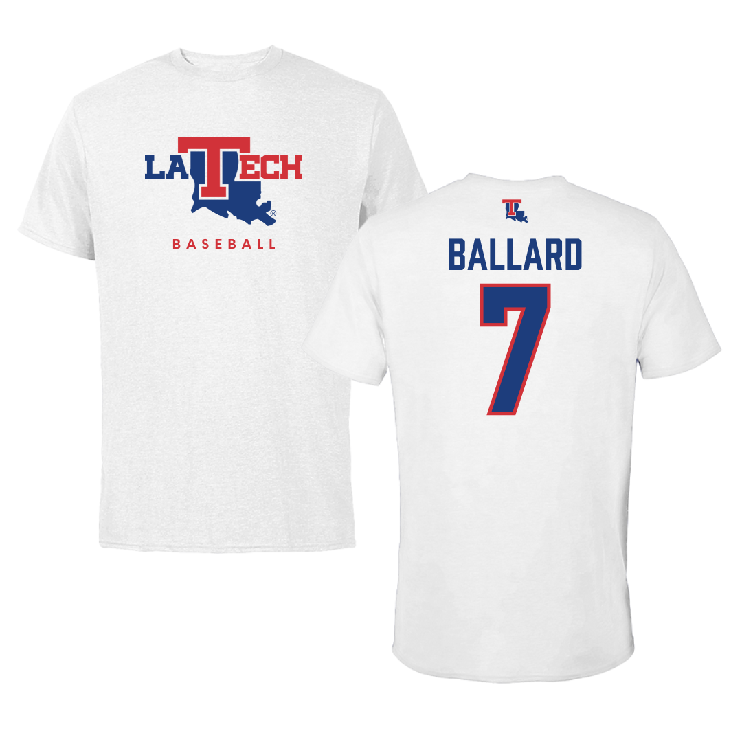 Louisiana Tech University Baseball White Tee  - #7 Mike Ballard