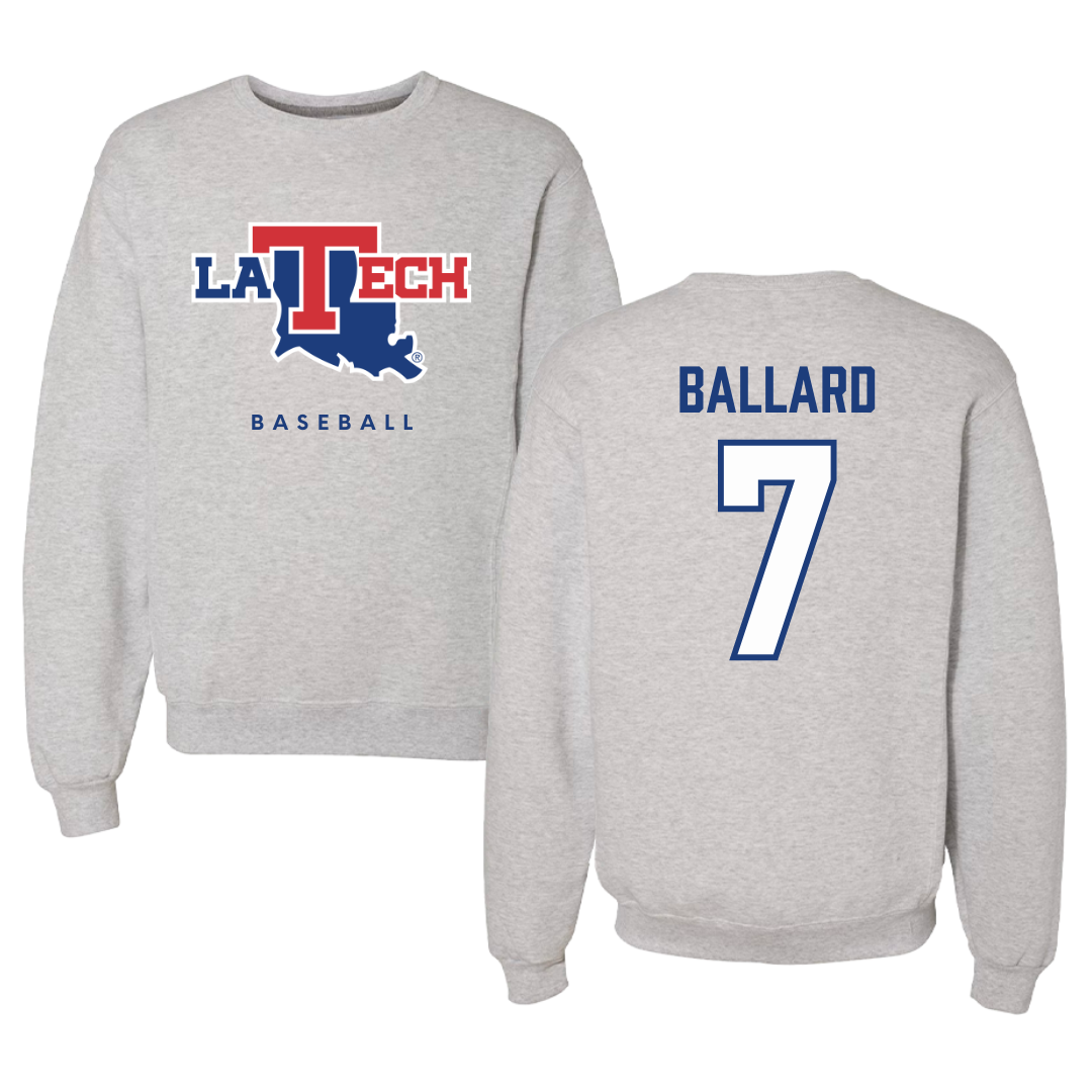 Louisiana Tech University Baseball Gray Crewneck  - #7 Mike Ballard