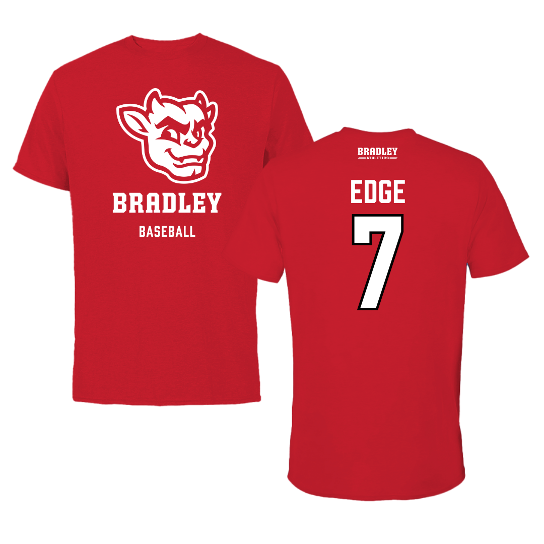 Bradley University Baseball Red Mascot Tee  - #7 Anthony Edge