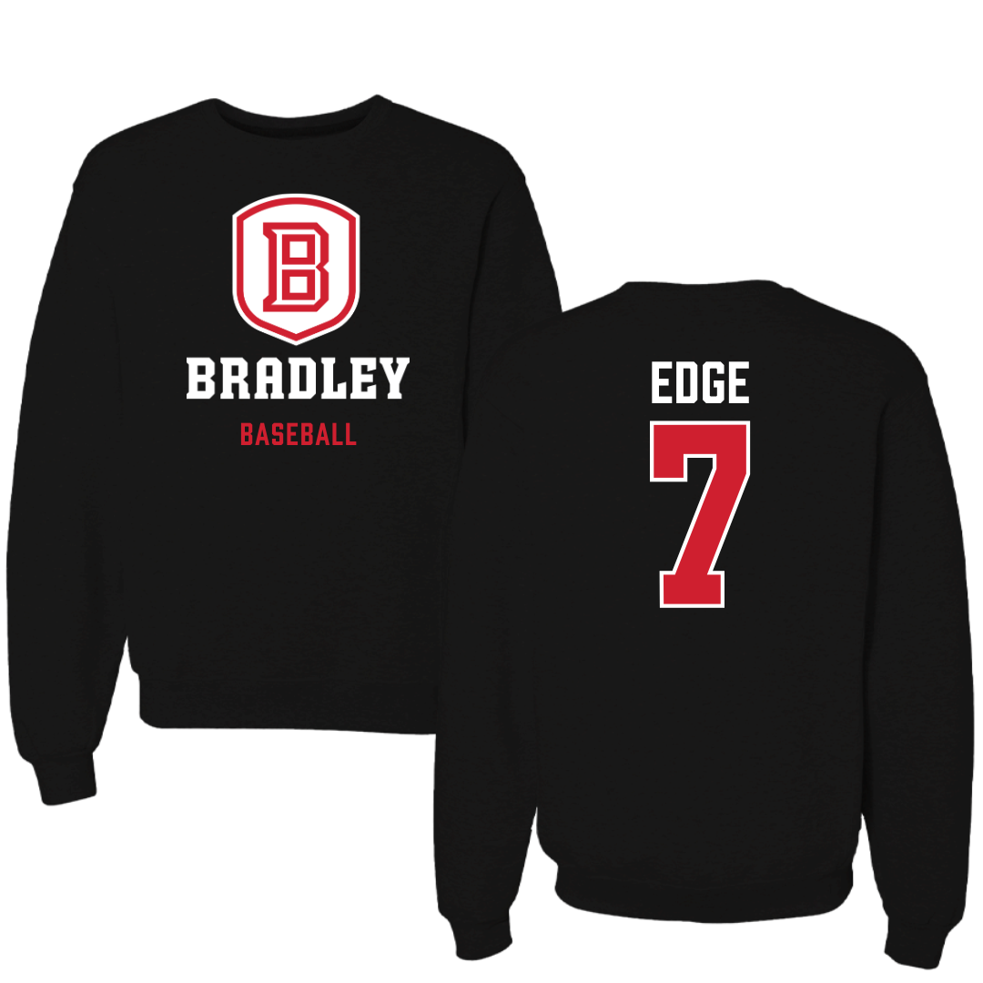 Bradley University Baseball Black Block Crewneck - #7 Anthony Edge