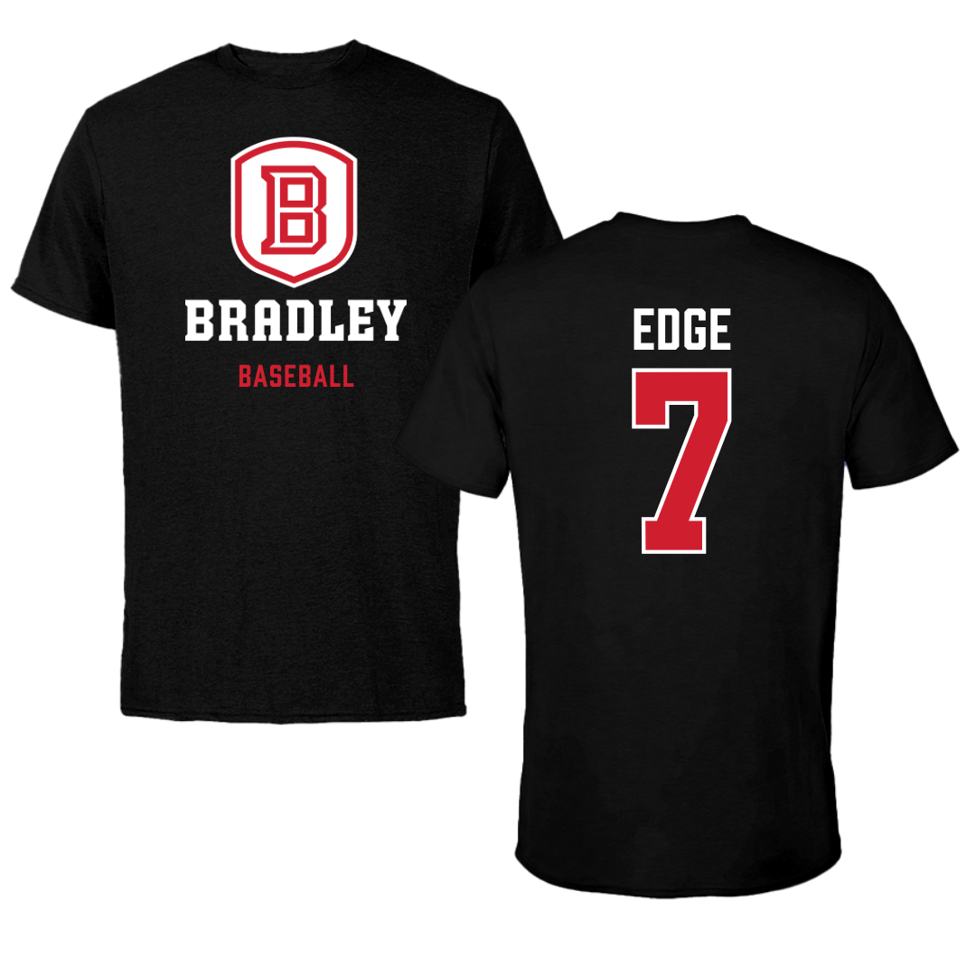 Bradley University Baseball Black Block Tee - #7 Anthony Edge