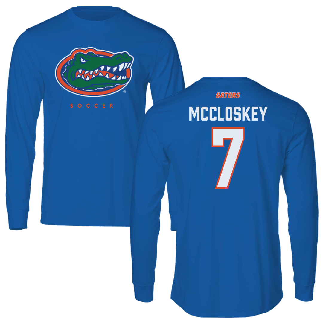 University of Florida Soccer Blue Mascot Long Sleeve - #7 Lauren McCloskey