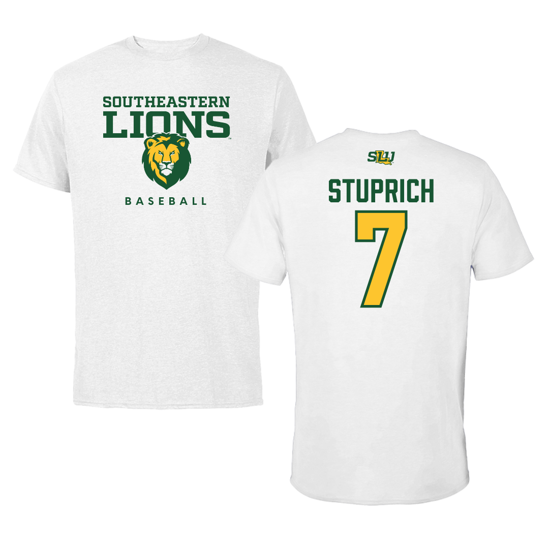 Southeastern Louisiana University Baseball White Tee  - #7 Brennan Stuprich