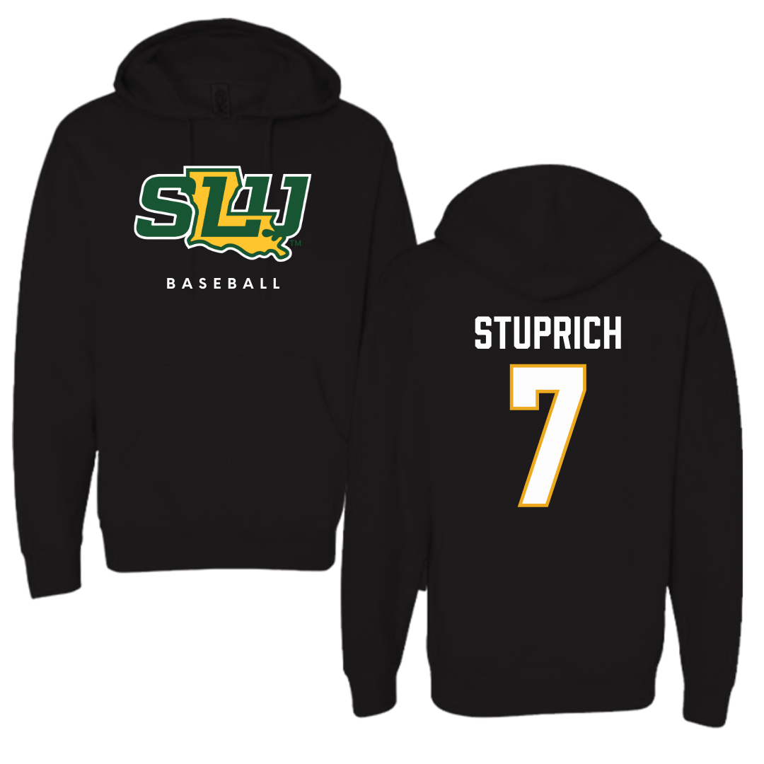 Sudadera con capucha negra de béisbol de la Universidad Southeastern Louisiana - #7 Brennan Stuprich