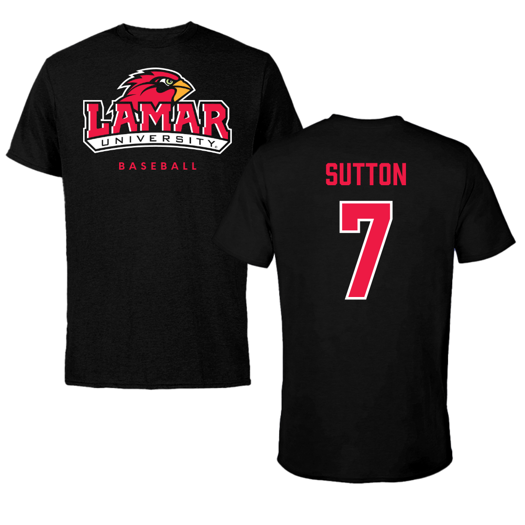Lamar University Baseball Black Tee  - #7 Carter Sutton