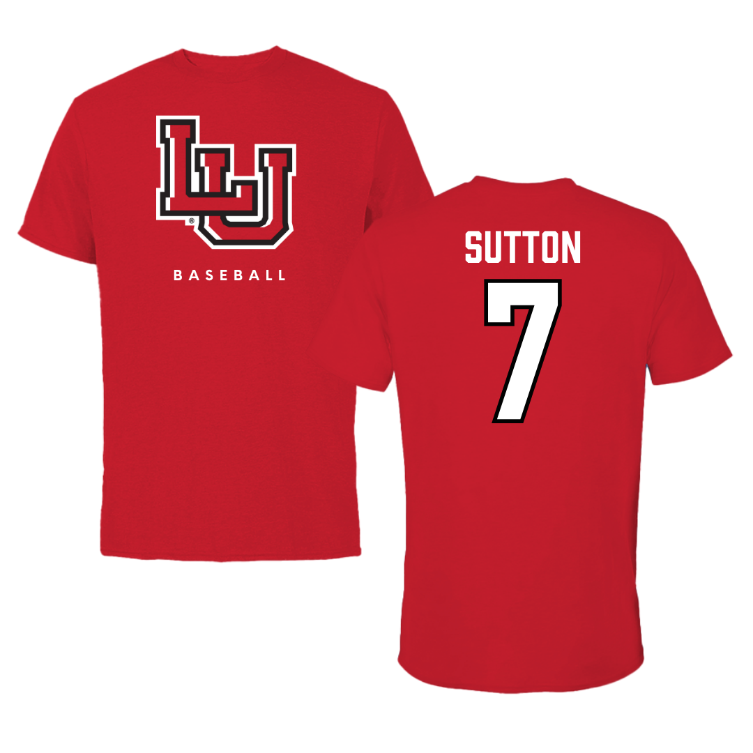 Lamar University Baseball Red Tee  - #7 Carter Sutton
