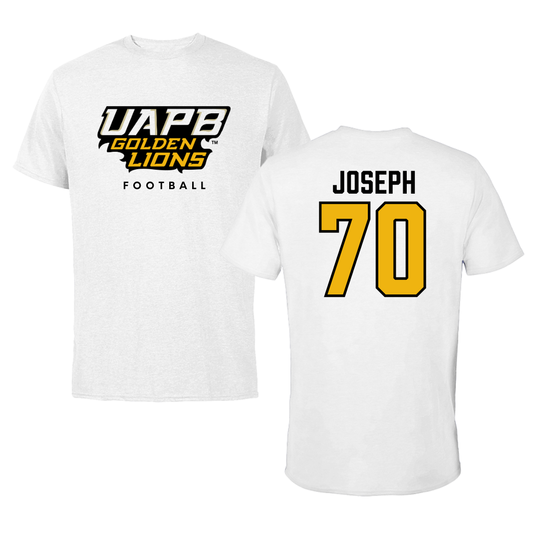 University of Arkansas-Pine Bluff Football White Tee  - #70 Charles Joseph
