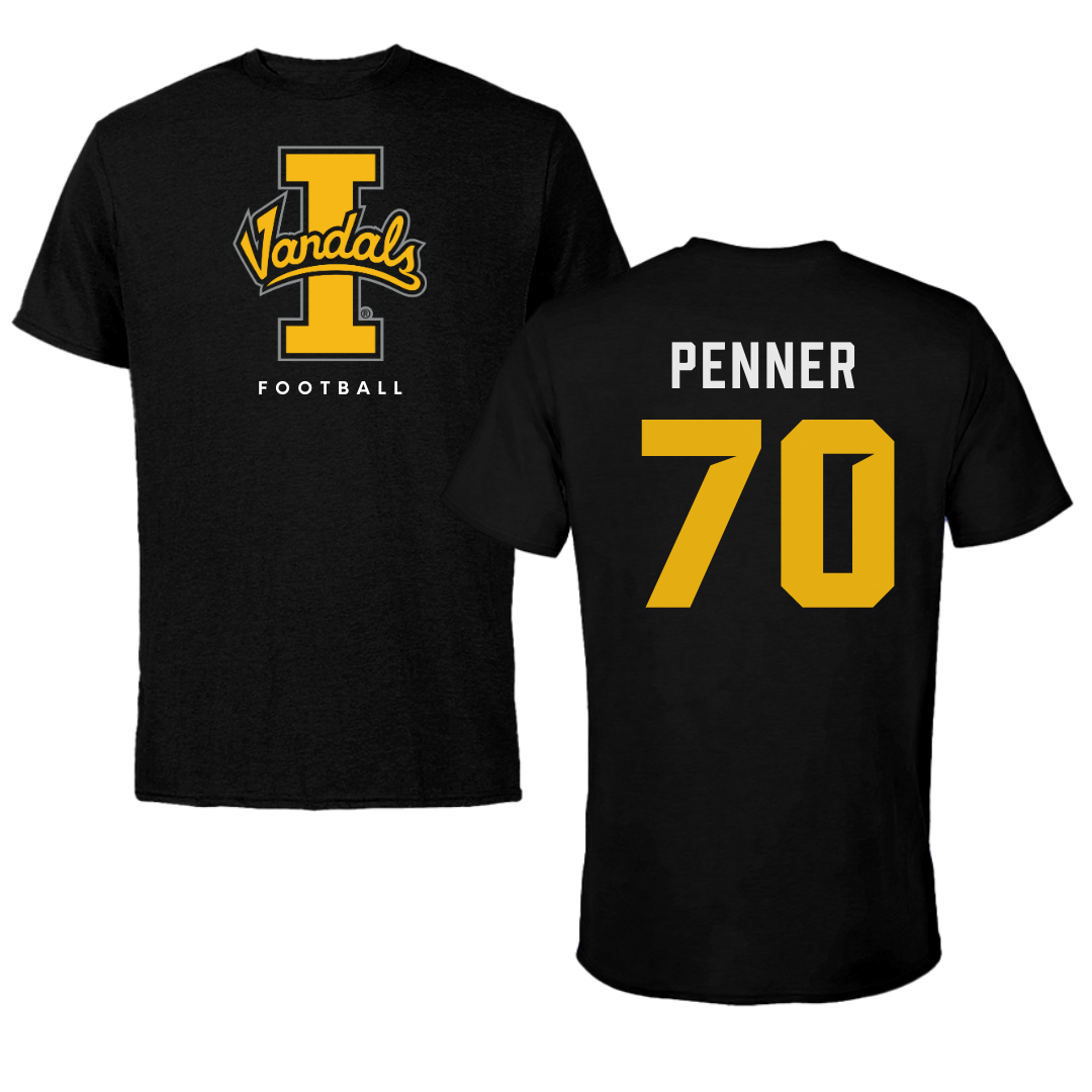 University of Idaho Football Black Vandals Tee - #70 Zach Penner