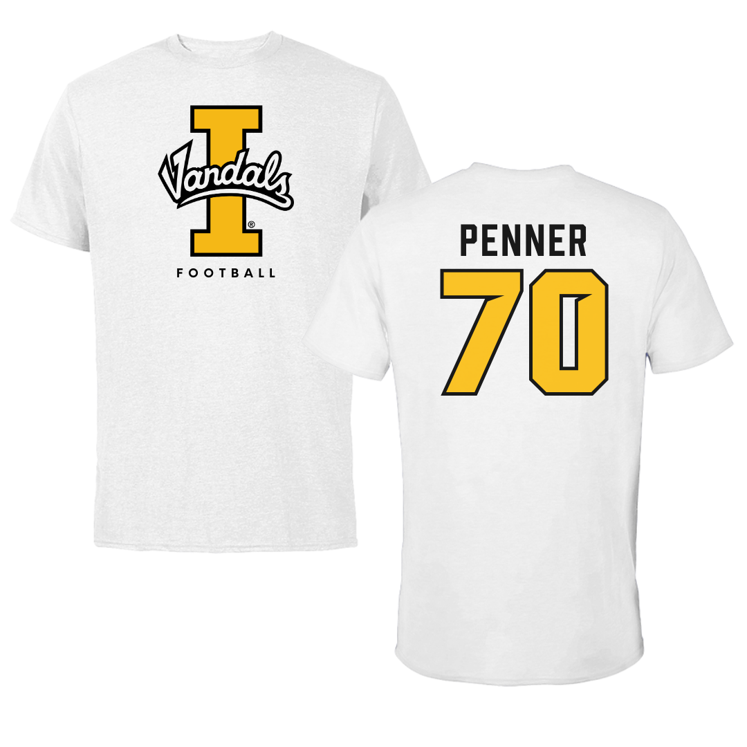 University of Idaho Football White Vandals Tee - #70 Zach Penner