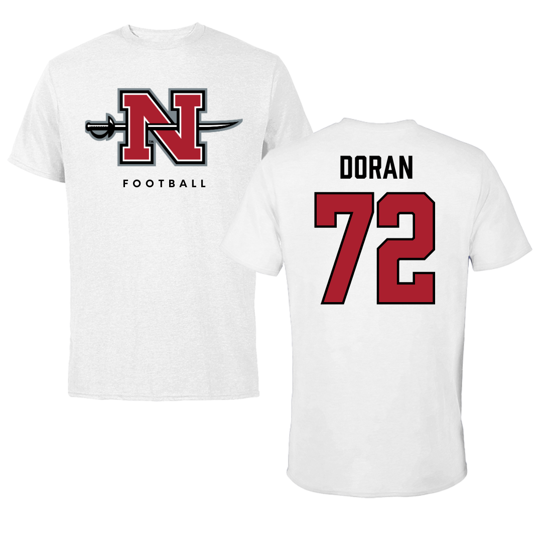 Nicholls State University Football White Tee  - #72 Seth Doran