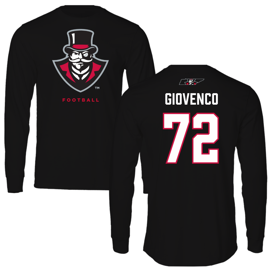 Austin Peay State University Football Black Mascot Long Sleeve - #72 Jaiden Giovenco