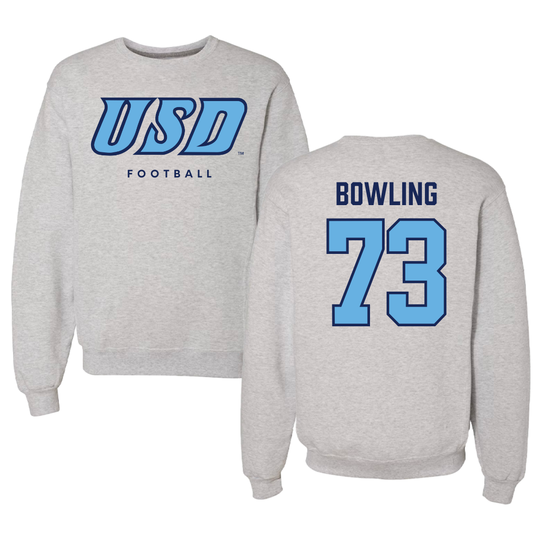 University of San Diego Football Gray Crewneck  - #73 Evans Bowling