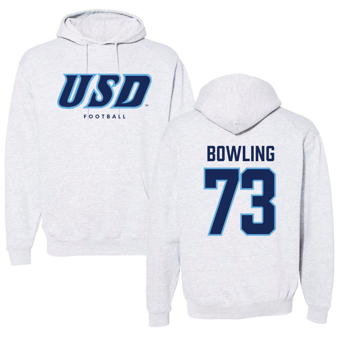 University of San Diego Football Gray Hoodie  - #73 Evans Bowling