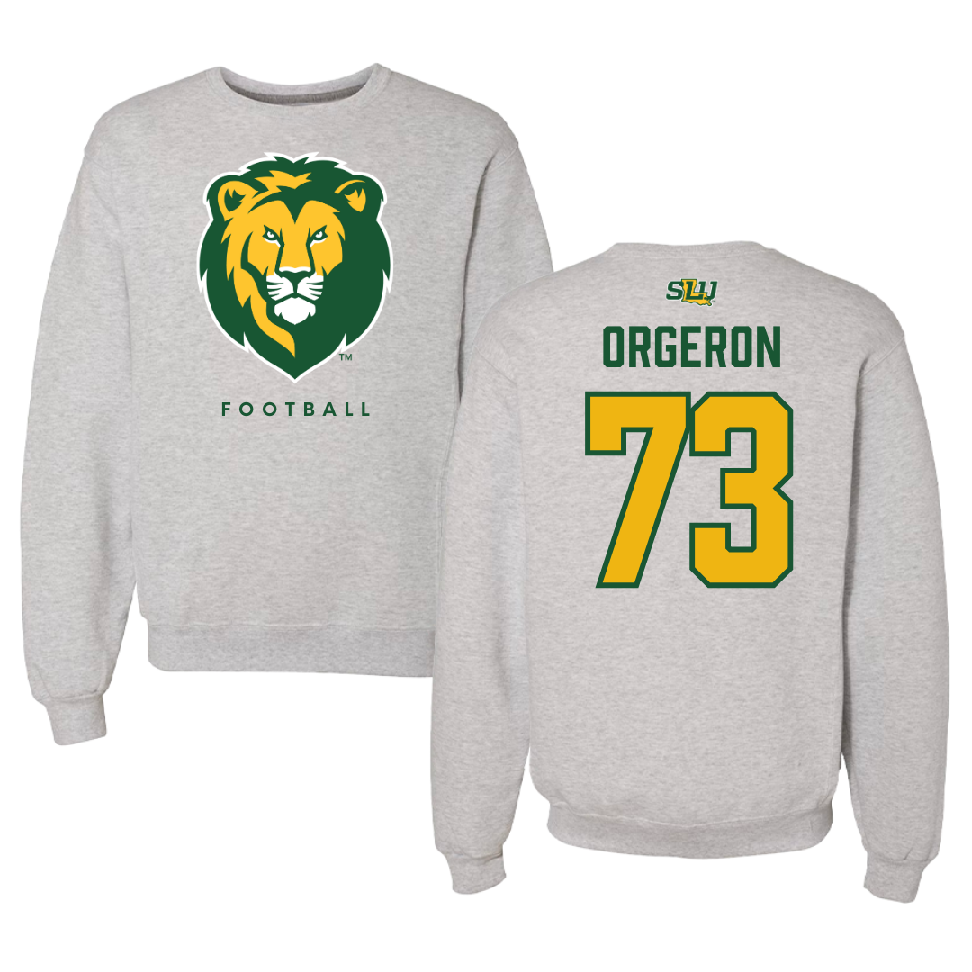 Southeastern Louisiana University Football Gray Crewneck  - #73 Jhy Orgeron