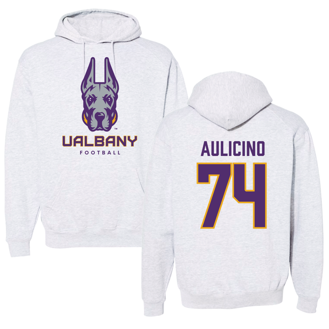 University at Albany Football Gray Hoodie  - #74 Matt Aulicino