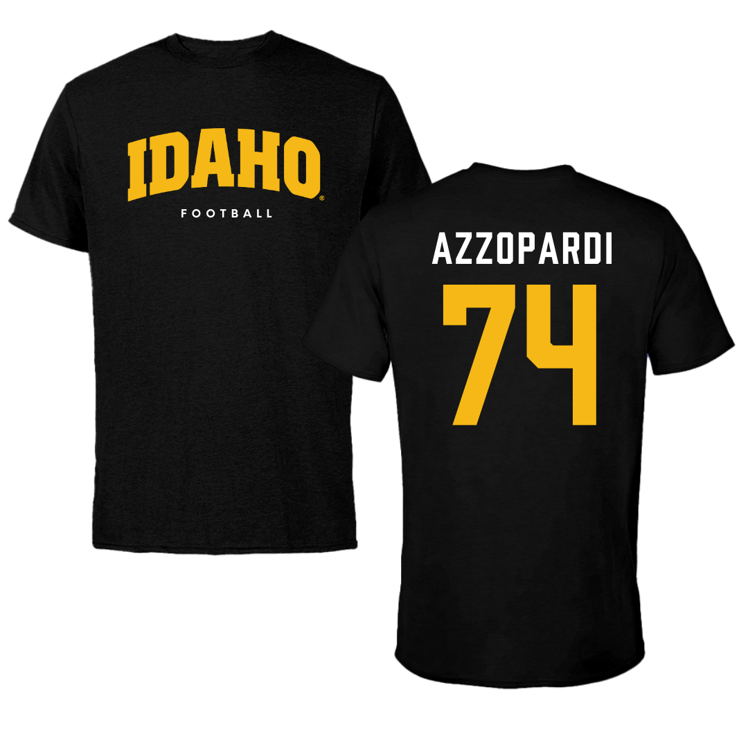 University of Idaho Football Black Idaho Tee - #74 Nate Azzopardi