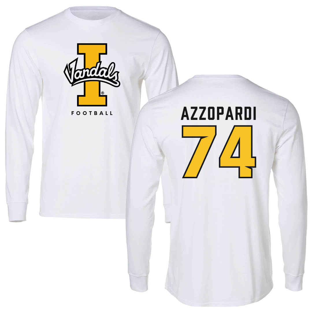 University of Idaho Football White Vandals Long Sleeve - #74 Nate Azzopardi