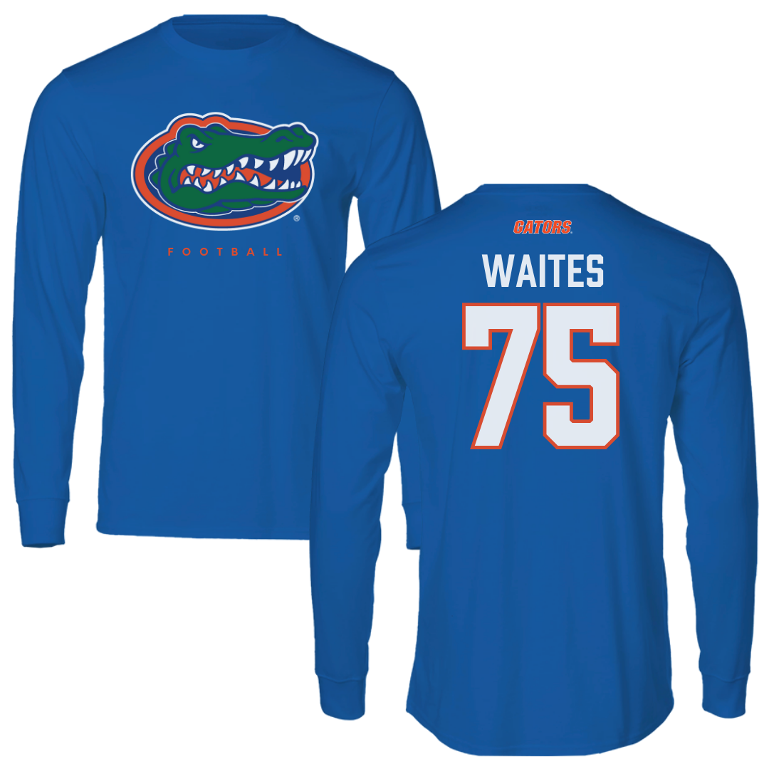 University of Florida Football Blue Mascot Long Sleeve - #75 Kamryn Waites