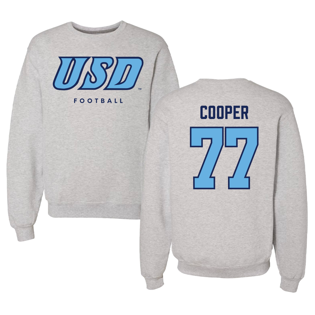 University of San Diego Football Gray Crewneck  - #77 Malachi Cooper