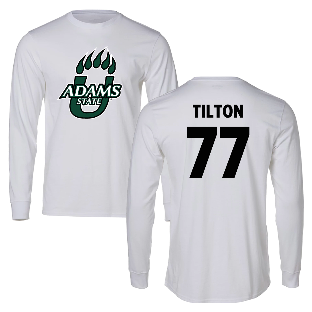 Adams State University Football White Long Sleeve  - #77 Wyatt Tilton