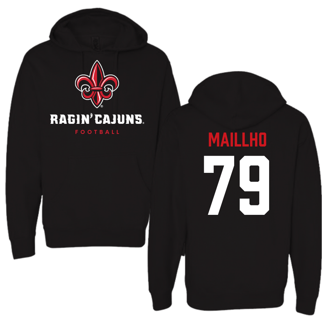 University of Louisiana at Lafayette Football Black Hoodie  - #79 Mackey Maillho