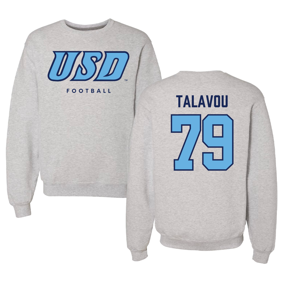 University of San Diego Football Gray Crewneck  - #79 Maicah Talavou