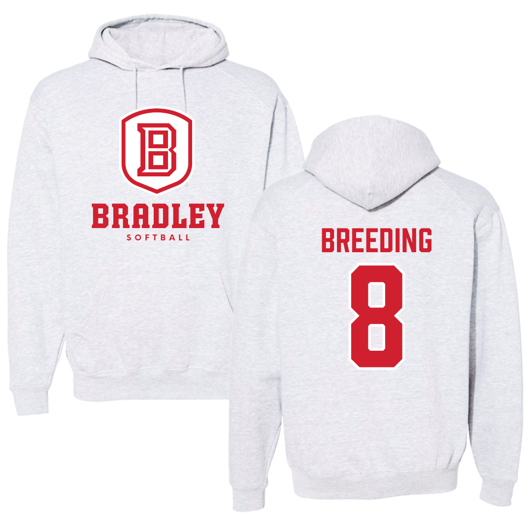 Bradley University Softball Gray Hoodie  - #8 Ashley Breeding