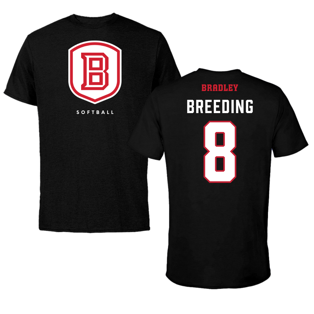 Bradley University Softball Black Shield Tee - #8 Ashley Breeding