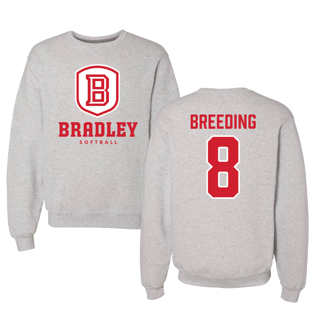 Bradley University Softball Gray Crewneck - #8 Ashley Breeding