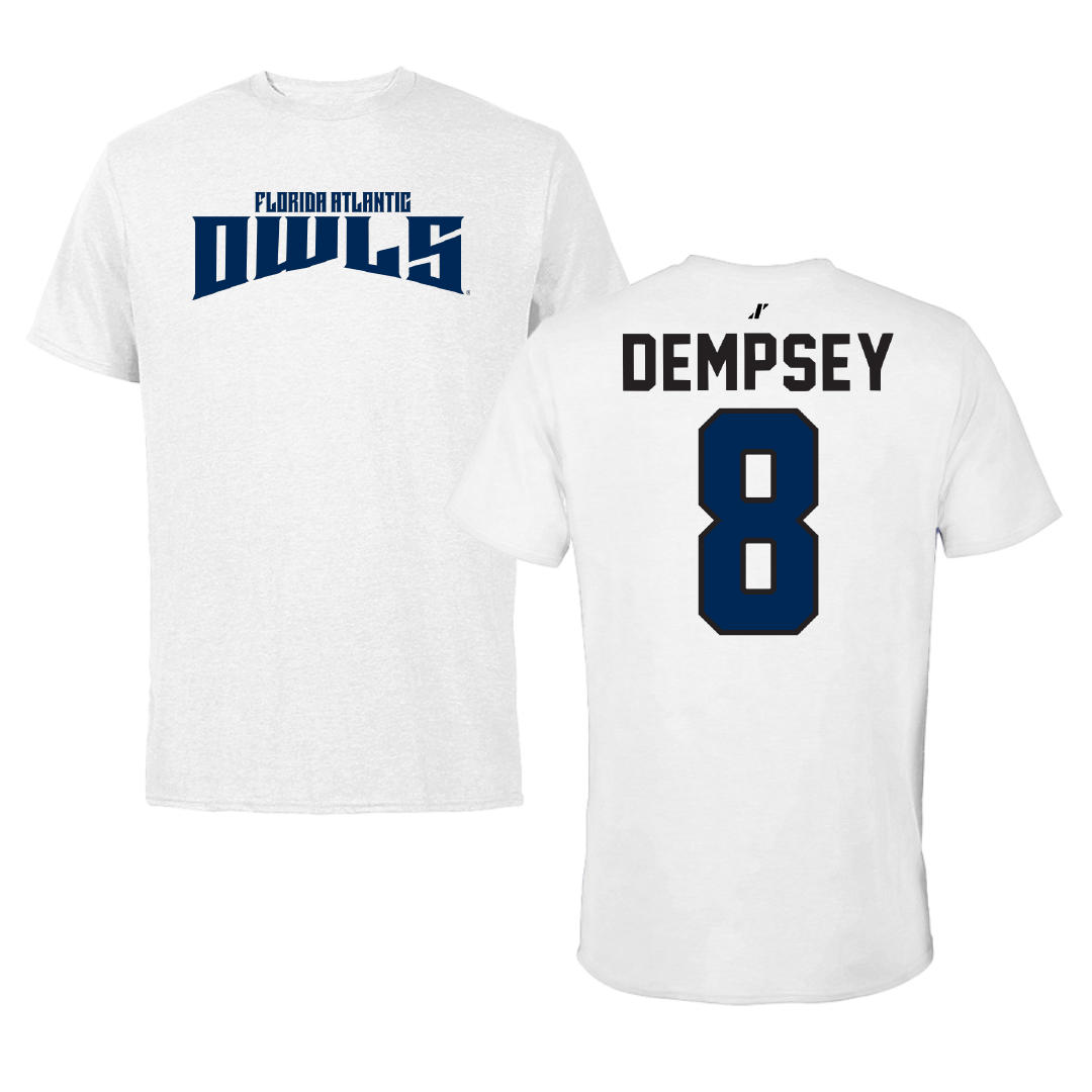 Florida Atlantic University Soccer White Classic Tee - #8 Drew Dempsey