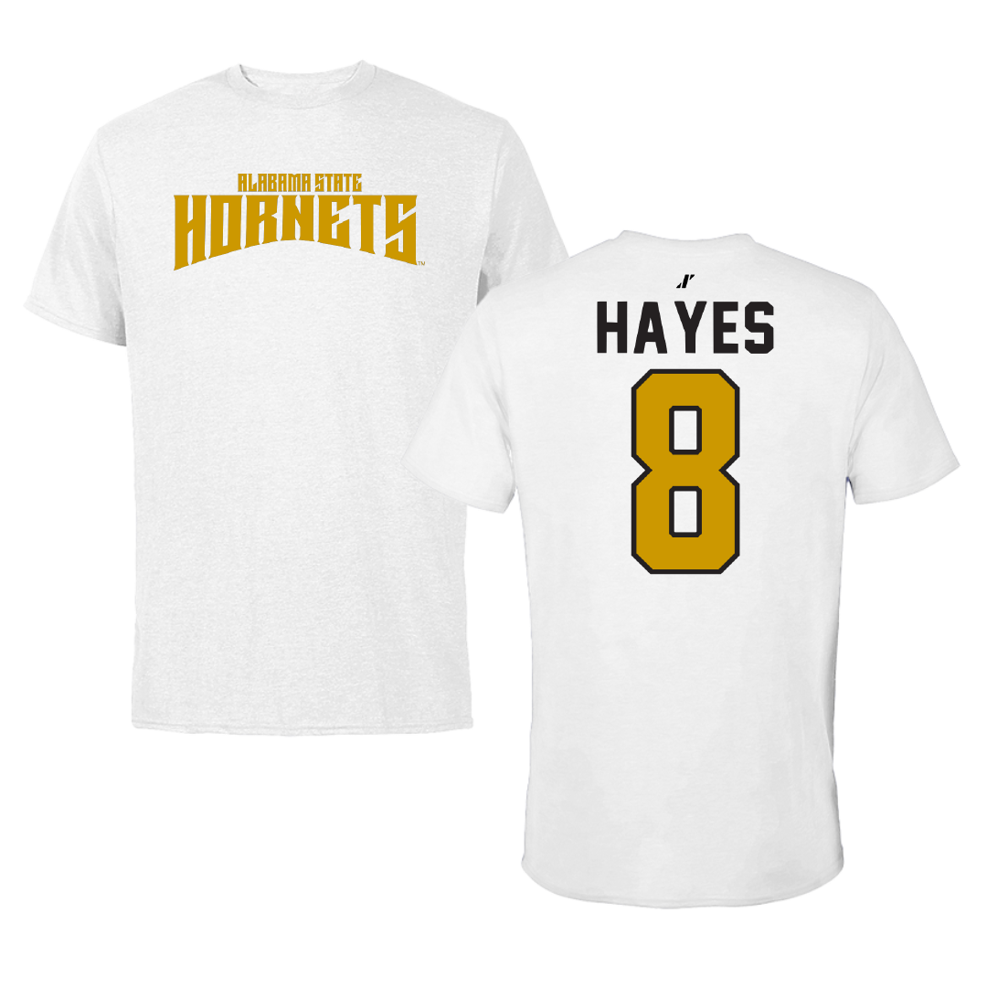 Alabama State University Football White Classic Performance Tee - #8 James Hayes