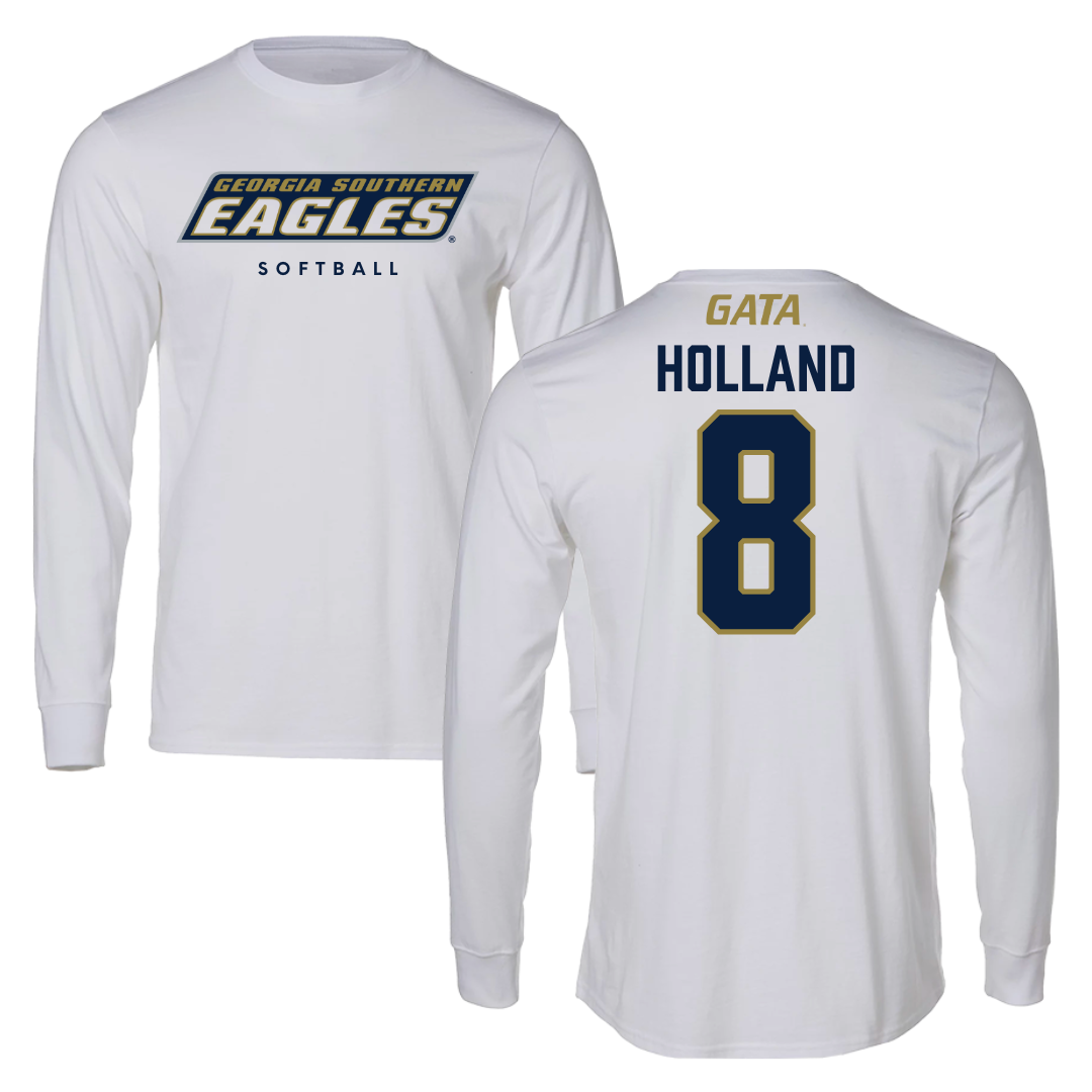 Georgia Southern University Softball White Long Sleeve  - #8 Bailey Holland