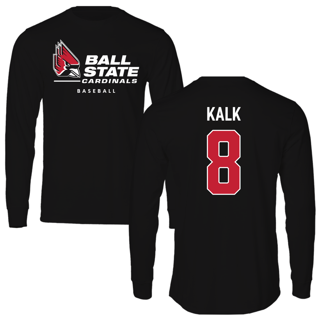 Ball State University Baseball Black Long Sleeve  - #8 Max Kalk