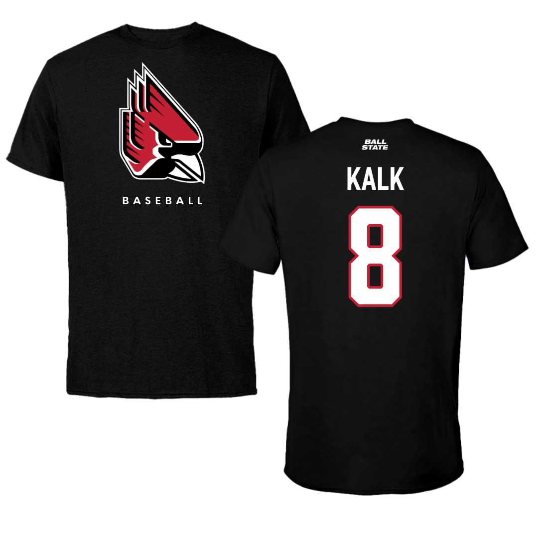 Ball State University Baseball Black Tee  - #8 Max Kalk